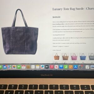 M.I.L.A (Made in Los Angeles) Luxury Tote Bag- Suede- Gray